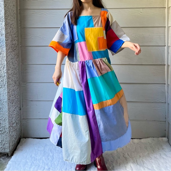 Handmade Quilted Patchwork Colorblock Dress SKU 10184 - Picture 16 of 16